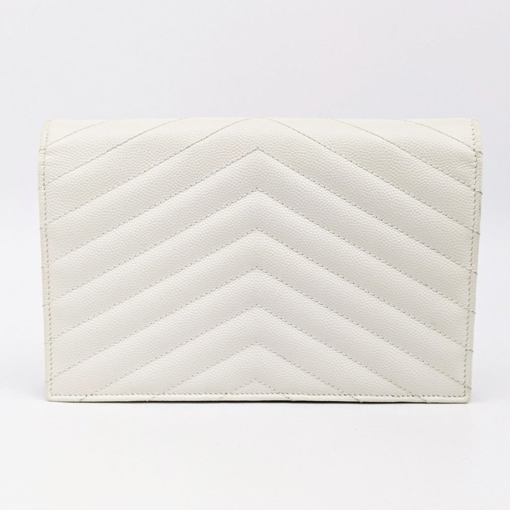 SOLD Saint Laurent Monogram White Wallet on Chain - Picture 2 of 8
